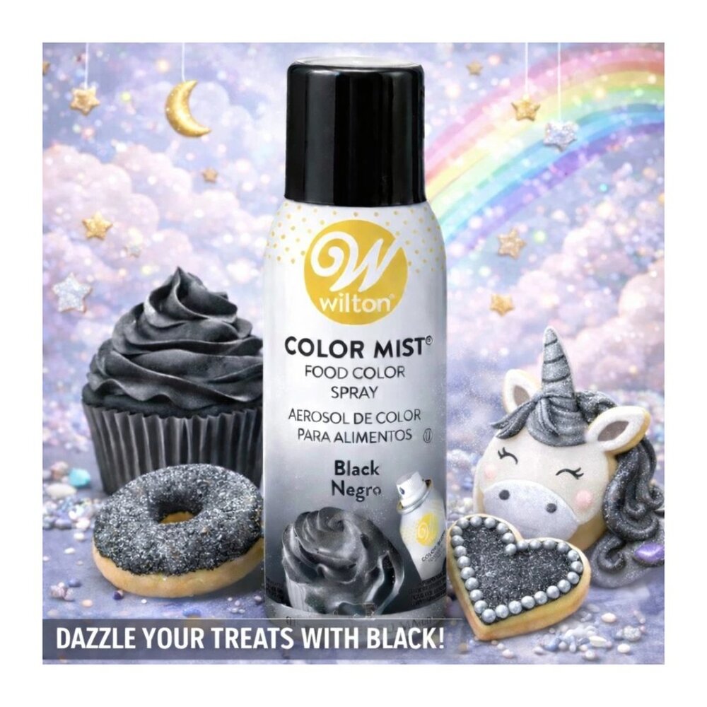 WILTON COLOR MIST Black 2 Cans Cake Decoration Spray HALLOWEEN